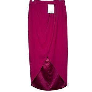 BELLE BADGLEY MISCHKA 8 Stacey Pencil Split Wrap Maxi Skirt Fuchsia NWT $159‎